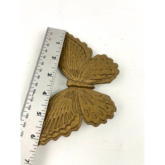 VTG Homco Gold Plastic Butterfly Wall Hanging 1970s 6" Wide - Picture 12 of 12